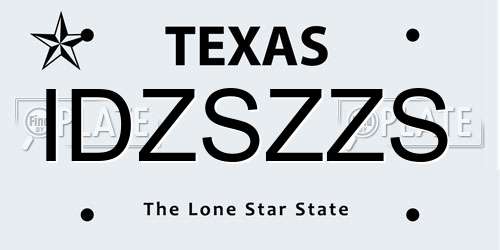 IDZSZZS Texas License Plate