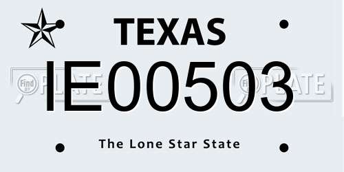 IE00503 Texas License Plate