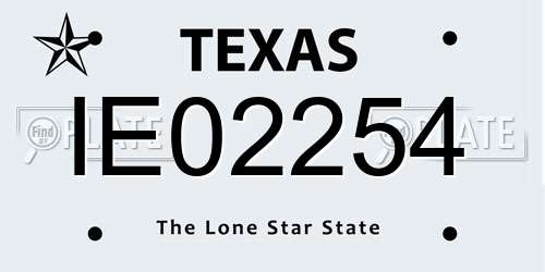 IE02254 Texas License Plate