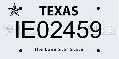 IE02459 Texas License Plate