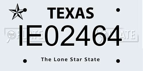 IE02464 Texas License Plate
