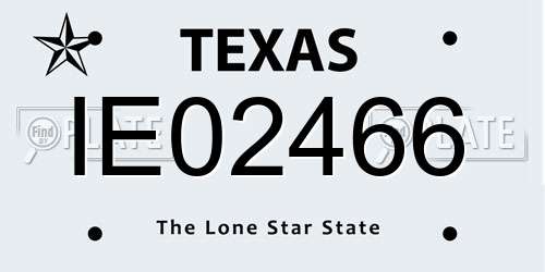 IE02466 Texas License Plate