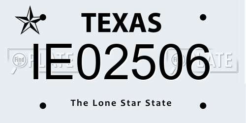 IE02506 Texas License Plate