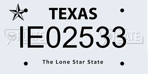 IE02533 Texas License Plate