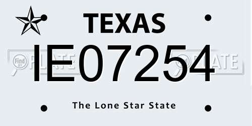IE07254 Texas License Plate