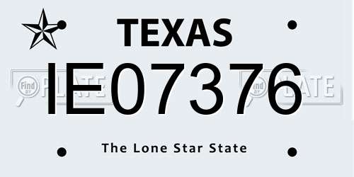IE07376 Texas License Plate