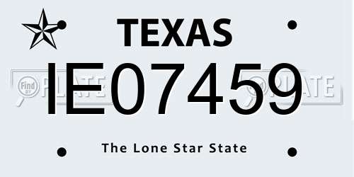 IE07459 Texas License Plate