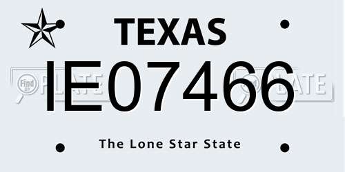 IE07466 Texas License Plate
