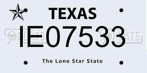 IE07533 Texas License Plate