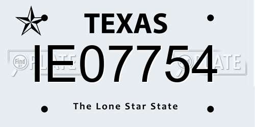 IE07754 Texas License Plate