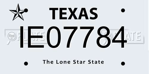 IE07784 Texas License Plate