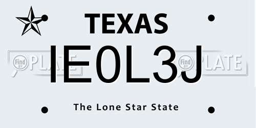 IE0L3J Texas License Plate
