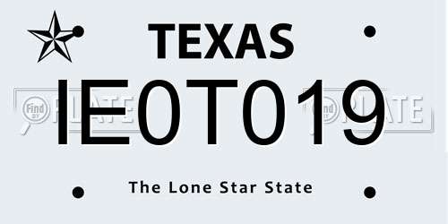 IE0T019 Texas License Plate