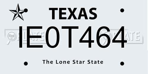 IE0T464 Texas License Plate