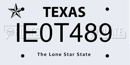 IE0T489 Texas License Plate