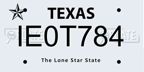 IE0T784 Texas License Plate