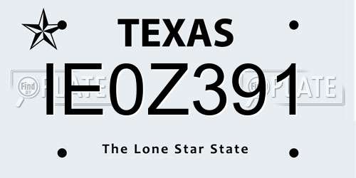 IE0Z391 Texas License Plate