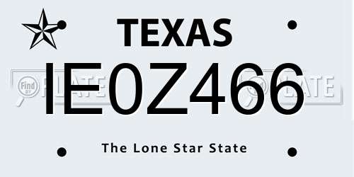 IE0Z466 Texas License Plate