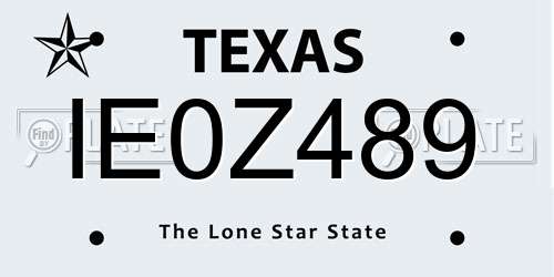 IE0Z489 Texas License Plate