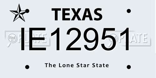IE12951 Texas License Plate