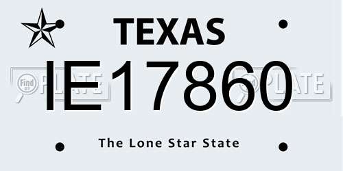 IE17860 Texas License Plate