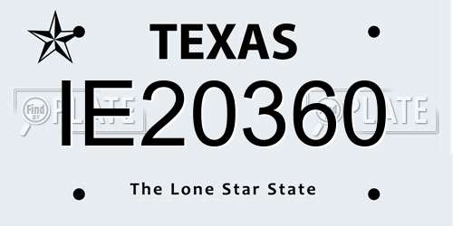 IE20360 Texas License Plate