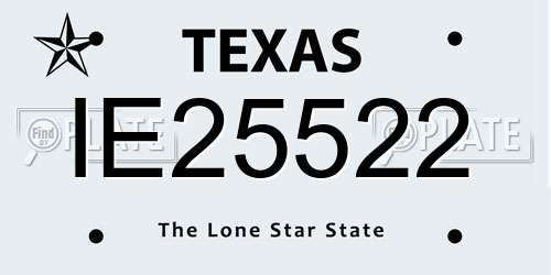 IE25522 Texas License Plate