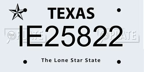 IE25822 Texas License Plate