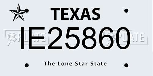 IE25860 Texas License Plate