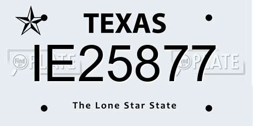 IE25877 Texas License Plate