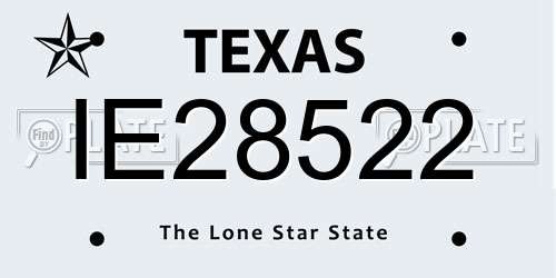 IE28522 Texas License Plate