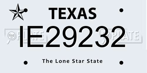 IE29232 Texas License Plate