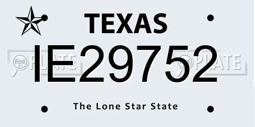 IE29752 Texas License Plate