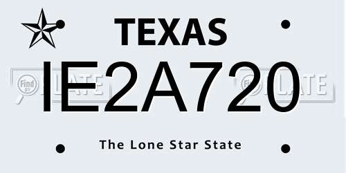 IE2A720 Texas License Plate