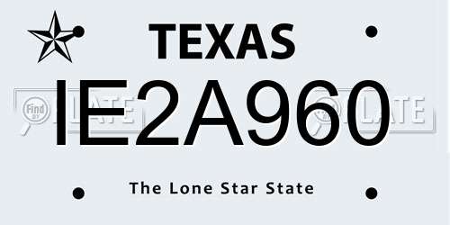 IE2A960 Texas License Plate