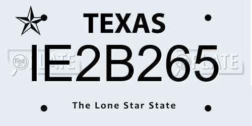 IE2B265 Texas License Plate