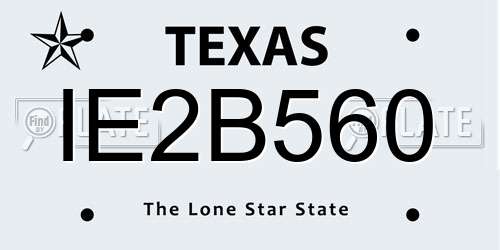 IE2B560 Texas License Plate