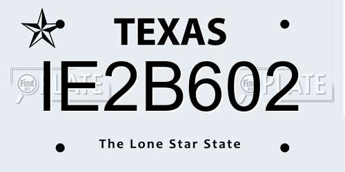 IE2B602 Texas License Plate