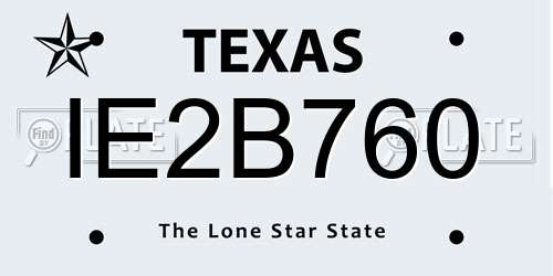 IE2B760 Texas License Plate