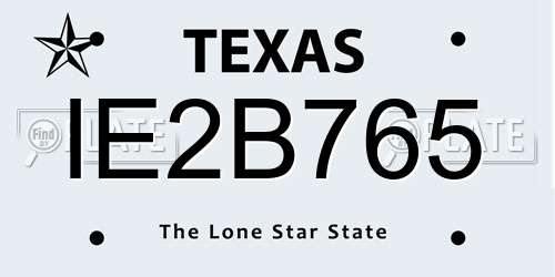 IE2B765 Texas License Plate