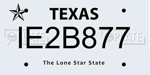 IE2B877 Texas License Plate