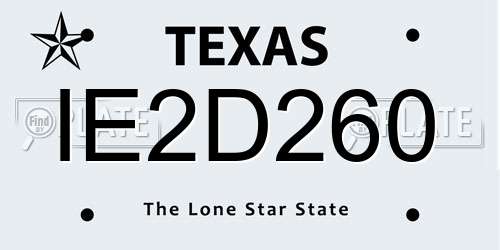 IE2D260 Texas License Plate