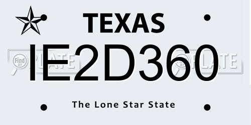 IE2D360 Texas License Plate