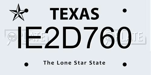IE2D760 Texas License Plate