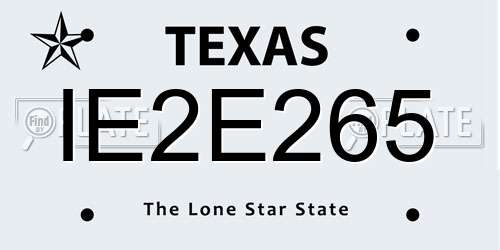 IE2E265 Texas License Plate