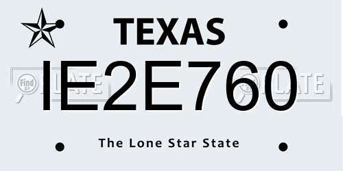 IE2E760 Texas License Plate