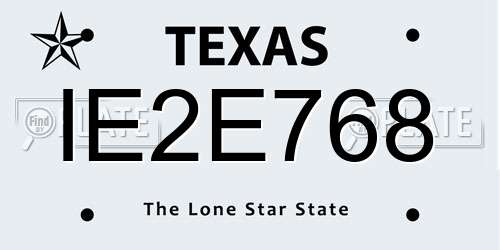 IE2E768 Texas License Plate