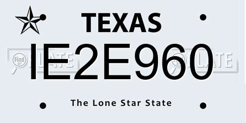 IE2E960 Texas License Plate