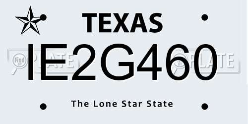 IE2G460 Texas License Plate