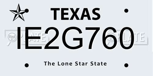 IE2G760 Texas License Plate
